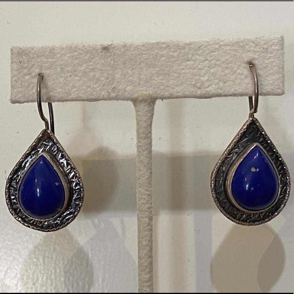 Silver Lapis teardrop earrings